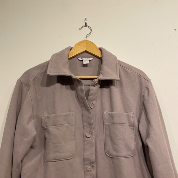 Athleta Retroplush Lavender Button Down Collared Soft Shirt Jacket Size Small - Picture 6 of 6